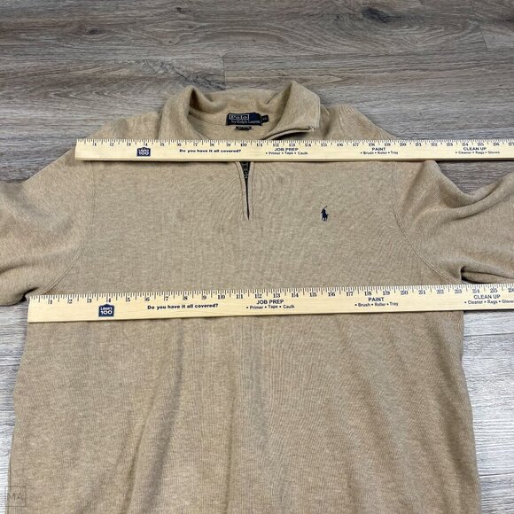 Polo Ralph Lauren Men's Quarter Zip Pullover Sweater Size XL Tan - Picture 5 of 8